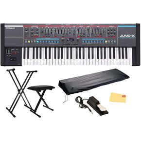 Roland Juno DS-88 Synthesizer Bundle with Sustain Pedal, Adjustable Stand, Bench, Dust Cover, Austin Bazaar Instructional DVD, Online Piano Classes, and Polishing Cloth