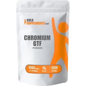 BulkSupplements.com Chromium GTF Powder, Chromium Polynicotinate - GTF Chromium 200mcg, Chromium Supplements - Yeast Free, 200mcg of Chromium, 1.25mg per Serving, 10g (0.35 oz) (Pack of 1)