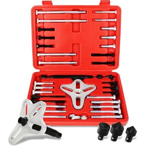 ABN Harmonic Balancer Puller 46-Piece Tool Kit – Flywheel Remover, Crankshaft Pulley Removal, Steering Wheel Pulling Set
