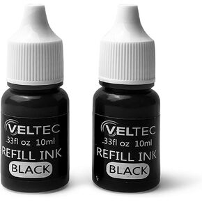 Veltec Premium 2-Color Refill Ink for Pre-Ink Stamps, Blue and Red, 10 ml Each Bottle
