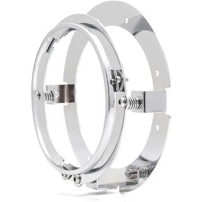 Universal 5.75 Inch Motorcycle LED Headlight Mounting Bracket 5-3/4" Motor Bike Round Headlamp Mount Brackets Ring (Chrome)