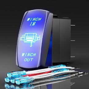 Rocker Switch ON Off ON Dual Push Switch DPDT 7Pin 12V 24V Switch Jumper Wires Winch Pump Switch for Cars Trucks Caravans Boats RV SUV ATV UTV (NAV/Anchor)