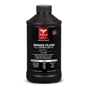 TRIAX Brake Fluid DOT 3&4 - Full Synthetic, High Temp, Heavy Duty, All-Vehicle, Race Ready - European, Asian, & US Vehicles - Resists Brake Fade & Vapor Lock, ABS Traction & Control (1 Quart)