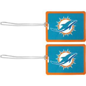 NFL Miami Dolphins Vinyl Luggage Tag, 2pk, Blue, One Size