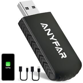 Wireless CarPlay Adapter for iPhone, Dual-core 5G Chip (Anyfar Designed), Auto-Connect in Seconds, Thermal Vent Design, USB-C & USB-A Cables, Only for Factory Wired CarPlay Car 2016+, Anyfar A4 Pro