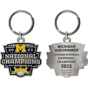 Heritage Pewter Michigan Wolverines 2023 CFP National Champions Keychain | Durable Key Holder | Intricately Crafted Metal Pewter Alma Mater Inlay