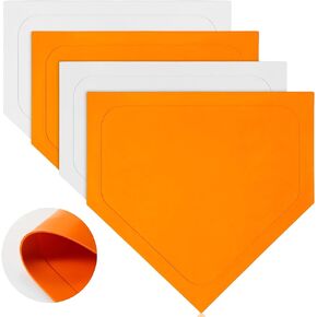 Baseball Home Plate 16 inch Baseball Bases Rubber Base Softball and Baseball Home Plate Mat for Kids Kickball Pitching Hitting Practice Training Equipment, Orange and White