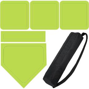 Baseball Base Set with Portable Carrying Bag 3 Throw Down Bases 1 Homeplate 1 Pitching Rubber for Baseball Kickball Softball Backyard Playground School Practice Kids Adults