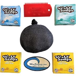 Sticky Bumps Wax Plus Fireball Wax Remover, Flexcomb Scraper, Future Fin Key Total of 4 Bars of Wax 2 Tropical, 1 Base Coat, 1 Cool