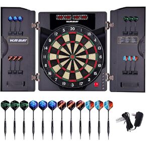 Electronic Dart Board LED Electric Digital Dart Boards for Adults with Cabinet with 12 Soft Tip Dartboard Set