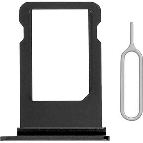 Single SIM Card Tray Holder Slot Replacement for iPhone SE 2020 / SE 2022/8 (Black) with Waterproof Rubber Ring and Eject Pin