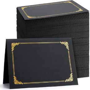 Fainne 120 Packs Certificate Holders, Diploma Cover Holders for 8.5x11 Letter Size Paper Card Stock Award Certificates Document Covers with Gold Foil Border(Navy Blue)