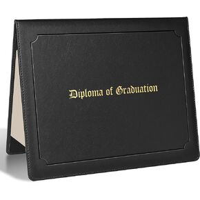 SUNEE Imprinted Diploma Cover 8.5''x 11'' Leatherette Padded Diploma Holder Graduation Certificate Covers Letter Size (Black) in Kuwait