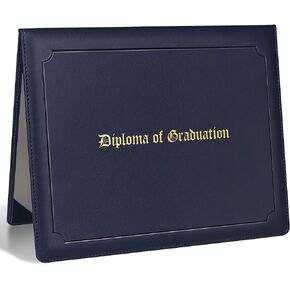 SUNEE Imprinted Diploma Cover 8.5''x 11'' Leatherette Padded Diploma Holder Graduation Certificate Covers Letter Size (Black)