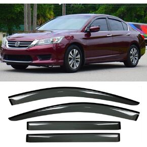 Kucaruce 94198 Side Window Visor Vent Deflector Rain Guard fit for 2018-2022 Honda Accord Sedan,Outside Mount Tape-on Shatterproof Dark Smoke 4pcs Window Shades