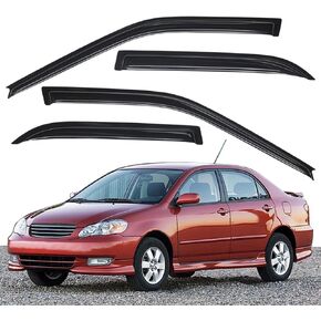 Lightronic WV94620 Outside-Mount Side Window Visor Deflector Rain Guard, Dark Smoke Shatterproof, 4-Pieces Set for 2003-2008 Toyota Corolla