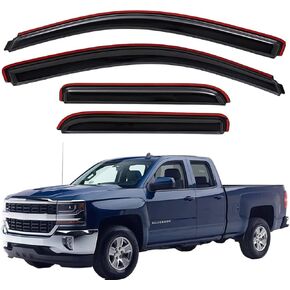 Lightronic WV194528 in-Channel Rain Guard, Dark Smoke 4-Pieces Set for 2014-2018 Silverado/Sierra 1500, 2015-2018 Silverado/Sierra 2500 HD & 3500 HD, 2019 Silverado LD/Sierra 1500 Limited, Double Cab