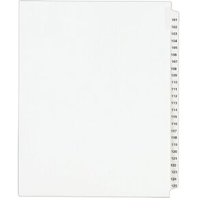 Avery Legal Dividers، مجموعات قياسية مجمعة، مجموعة علامات تبويب 101-125 (01334)
