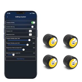 Bluetooth Tire Pressure Monitoring System, with 4 External Sensors TPMS, 5 Alarm Modes and Real-time Displays Pressure and Temperature, Support iOS and Android with APP Operation