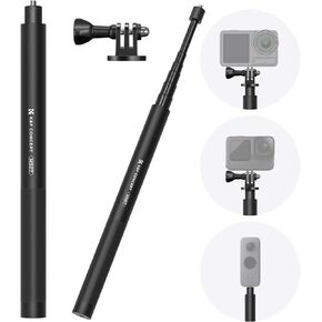 K&F Concept 60 inch Invisible Selfie Stick, Extension Pole compatiable with Insta360 Sports Camera, GoPro, DJI Action, 1/4" Extended Monopod Pole with GoPro Adapter