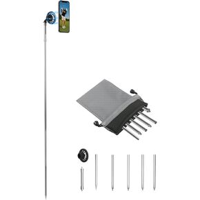 Ground Golf Selfie Stick to Record Swing, Magnetic Spike Stake Mount for Phone Compatible with Magsafe, Outdoor Height Adjustable Travel Phone Tripod