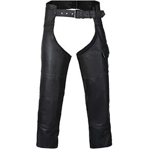 Black Leather Chaps for Men’s Motorcycle Bikers Cow Skin Full Grain Heavy Duty Leather Chaps