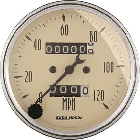 AUTO METER 1896 Antique Beige Mechanical Speedometer,3.125 in.