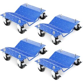 DNA MOTORING 4-Pack Tire Wheel Dolly Vehicle Wheels Dollies Movers Skates Car Tire Repair Slide Tools, 6000 lbs Capacity, Blue, TOOLS-00299