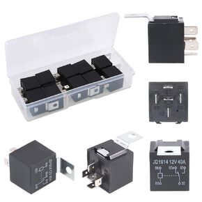 Glarks 10 Pack 12V 30/40 Amp 5-Pin SPDT مفتاح مرحلات كهربائي للسيارات والشاحنات والقوارب البحرية