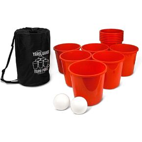 Yard Games Giant Yard Pong with Durable Buckets and Balls Including High Strength Carrying Case