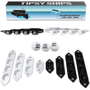 Tipsy Ships Beer Pong Set V2 - The Ultimate Battle Pong Party Game - 8 Ship Trays, 3 Ping Pong Balls Included. Fits Any Standard Plastic Cup, Battle on Any Table! in Saudi Arabia