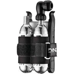 LEZYNE Twin Kit Bicycle C02 & Tire Repair Kit - Includes Twin Speed CO2 Inflator, 2 Threaded CO2 Cartridges 16g, and Lever Kit