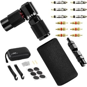 WOTOW CO2 Inflator for Bike Tires with Storage Case, Quick Inflate Bicycle Pump Nozzle Fits Presta/Schrader Valve & Insulated Sleeve & Tire Repair Tool Glueless Tube Patch Kit, No Cartridge