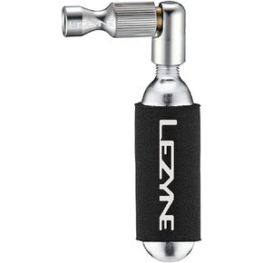 LEZYNE Trigger Drive Bicycle Tire CO2 Inflator & 16 Cartridge, Twin Chuck Head, Presta & Schrader Valves, Neoprene Sleeve, C02 Tire Inflator