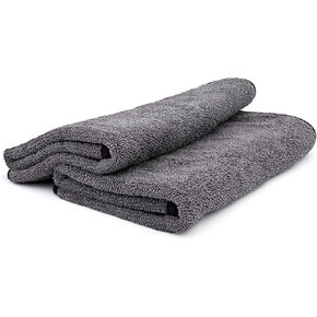 The Rag Company - Double Twistress (2-Pack) Professional Korean 70/30 Blend, Twist Loop Microfiber Drying Towels, Lint-Free, Streak-Free, Multipurpose Use, 850gsm, 20in x 24in, Grey