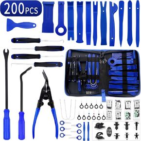 Wetado Trim Removal Tool Kit, 200PCS AutoTrim Removal Set, Plastic Panel Fastener Removal Tool, Car Trim Removal Kit for Car/Trim/Panel/Door/Audio/Auto Clip Pliers/Terminal Removal Tool Kit (Blue)