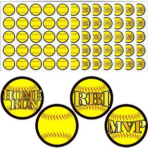 Crtiin 200 Pcs Baseball Softball Stickers 8 Sheets Self Adhesive Softball Award Decals Softball Gifts for Boys Girls Softball Helmet Stickers Softball Accessories for Softball, Baseball, Batting