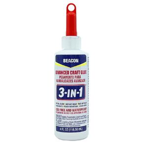 BEACON 3-in-1 Advanced Craft Glue - Fast-Drying, Crystal Clear Adhesive for Wood, Ceramics, Fabrics, and More, 4-Ounce