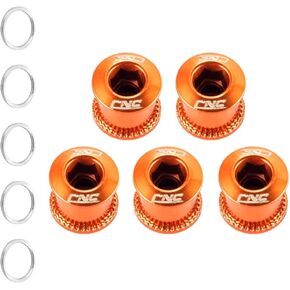 CNC 5 PCS Steel Double/Single Chainring Bolts M8×6.5mm Bicycle Chainring Bolt&Nut Set, Black/Blue/Orange/Red/Colourful