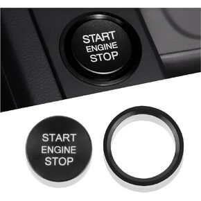 Car Push Start Button Cover Compatible with Audi,Cool Aluminum Engine Start Button Cover with Metal Ring for Car Decorations,Car Interior Accessories Start Stop Button Cover (Black)