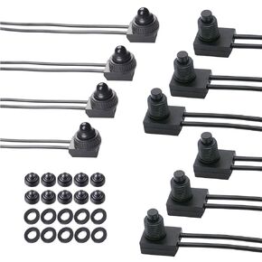 SIPYTOPF 10PCS KP-107 Waterproof Push Button Switches,12V Push-Button On-Off Switch with 4 inch Leads Wires,for RV/Motorcycle/Auto Car/Outdoor Lighting