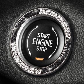 ToBeQueen Red Push Start Button Bling Car Accessiries,Crystal Rhinestone Start Engine Car Bling Ring Emblem Sticker Interior Decoration,Push to Start Button Cover/Sticker,Key Ignition & Knob Ring,Red