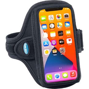 Tune Belt AB91 Cell Phone Armband Holder Case for iPhone 11/12/13/14/15, 12/13/14/15 Pro, 11 Pro Max, XS Max, XR, Galaxy S21/S22/S23 Plus & More for Running & Working Out (Black)