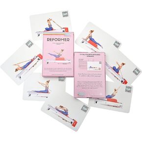 OnlinePilatesClasses Pilates Reformer Deck with Free Video Tutorials, Fitness Flash Cards with 79 All-Levels Cards for Home Gym Exercise, Reformer Not Included