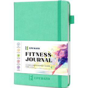 Fitness Journal Hardcover 6- Month Workout Planner Undated Workout Log Book Home Gym Accessories for Women and Man(Green)