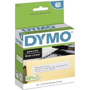 ملصقات عنوان الإرجاع LW الأصلية من DYMO لطابعات ملصقات LabelWriter، أبيض، 3/4 بوصة × 2 بوصة، لفة واحدة من 500