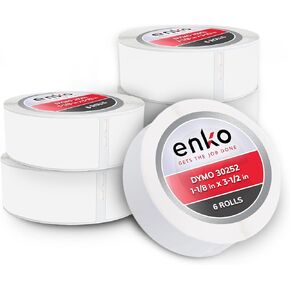 enKo Compatible for Dymo 30252 Labels (1-1/8" x 3-1/2") - Label for Dymo Labelwriter 450 Turbo Printer and 4XL - Blank White Direct Thermal Address, Shipping & Barcode Labels (12 Rolls | 4,200 Labels)
