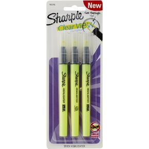 SHARPIE Clear View Highlighter Stick, Yellow, 3/Pack (1950745)