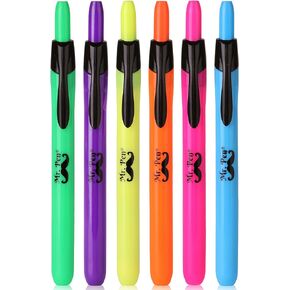 Mr. Pen- Colorful Highlighters Set, 6 Pack, Assorted Colors, Retractable Colored Bible Markers