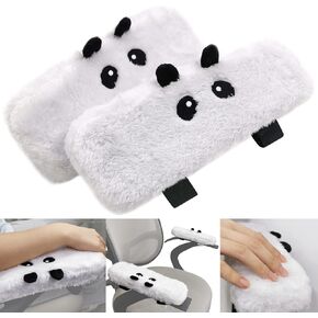 pandaonly 2Pack Plush Panda Chair Armrest Pads, Memory Foam Kawaii Chair Armrest Cushion with Velcro Strap, Adjustable & Washable Ergonomic Elbow Support Decompression for Home Office Gaming Chair